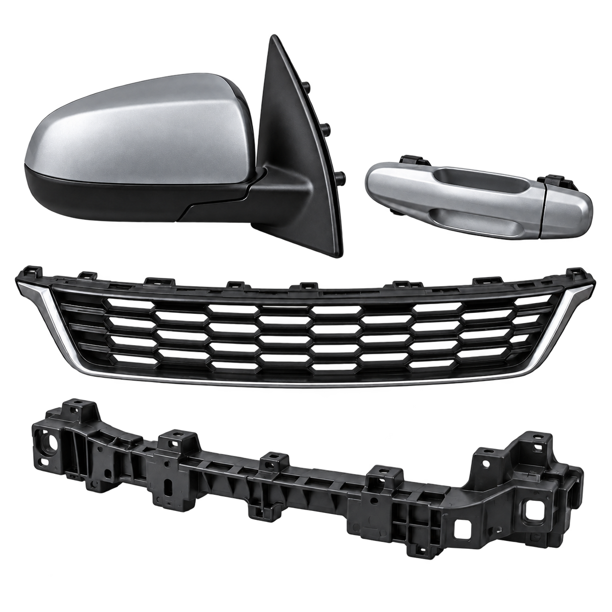 Mirror, door handle, grille and bumper mounting parts